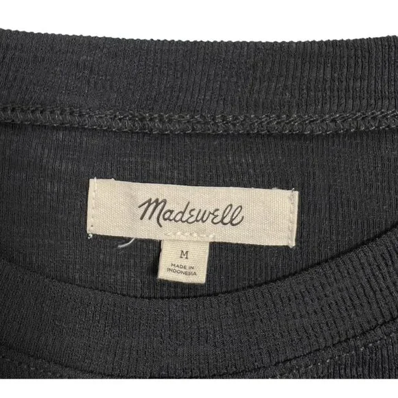 Madewell Women Top Medium Size Gray Eastover Bubble Short Sleeve Stretch NWOT - Picture 5 of 10